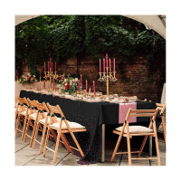 ราคา 4Pcs Disposable Plastic Tablecloths Table Runner Set Satin Table Runner for Wedding Birthday Party Decorations (20352462397)