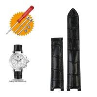 ราคา ஐ Cowhide Leather watchband Concave 18x10mm 20x12mm watch strap Calfskin Bracelet Folding Buckle For Cartier PASHA W3108 Watchband (20461791627)