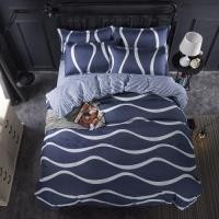 ราคา quality polyester stripe black white queen twin full bedding bed sheet set bedclothes duvet cover set bedding set (10972642254)