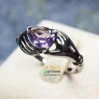ราคา แหวนอเมทิสต์ แหวนเงินแท้ ชุบทองคำขาว พลอยอเมทิสต์แท้ YTG 8143 (17428907689)