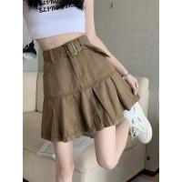 ราคา กระโปรงยีนส์ทรงเอกระโปรงผู้หญิงสำหรับฤดูร้อนกระโปรงสั้นจับจีบรัดสะโพกสีดำเอวสูงไซส์ใหญ่สำหรับสาวอวบแบบใหม่ปี2023 (19901135437)