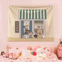 ราคา การ์ตูนหมีน้อยตกแต่งกระต่ายแขวนผนังพื้นหลัง3D พิมพ์ผ้าม่านบ้านห้องนั่งเล่นห้องนอนตกแต่ง Ins (10804325180)