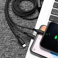 ราคา Ready Stock 3 in 1 Nylon Mobile Charger cableLightning Type C Micro USB1 2M 4 colorfor Apple and AndroidSafer charger cable and Faster data (13982682197)