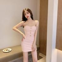 ราคา พร้อมส่ง เดรสสั้น เดรสเกาะอก แต่งกระดุมหน้า สวย หรู แซ่บมาก (18294171939)