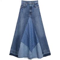 ราคา ZARA KISS Spring New TRF Womens Patchwork Denim Skirt 6688290 400 6688290 (20629367524)