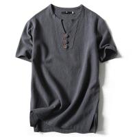 ราคา Lansboter เสื้อยืดผู้ชาย เสื้อผ้าผู้ชาย t shirt for men เสื้อยืดลินินผู้ชายใหม่เสื้อยืดลำลองหลวมสีทึบแขนสั้นฤดูร้อน (12113347104)