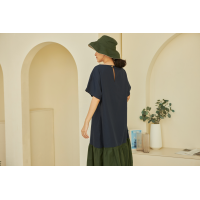 ราคา เดรสแขนสั้น ชายระบายสลับสี Something Simple รุ่น FUENGFA Short Sleeve Ruffled Dress (20528057068)