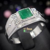 ราคา แหวนมรกต แหวนเงินแท้ ชุบทองคำขาว พลอยมรกตแท้ YTG 10316 (17465574169)