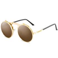 ราคา Shades For Men Sun Glasses Vintage Steampunk Flip Sunglasses Retro Shades For Men Round Metal Frame Sun Glasses For Men Women Circle Glasses PTQ (16569610009)