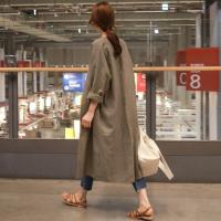 ราคา Johnature Summer New Solid Color Linen Long Sunscreen Cardigan Trench Casual All Match Loose Full Sleeve Women Coats (11685229116)