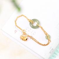 ราคา S925 เงินแท้สร้างสรรค์หัวเข็มขัดปลอดภัยแซฟไฟร์แกะสลักความสุขคู่สร้อยข้อมือน้ำเต้าธรรมชาติ Hetian หยกแจสเปอร์ย้อนยุค (18544640103)