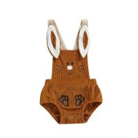 ราคา เด็กทารกเด็กผู้หญิง Romper แขนกุดการ์ตูนกระต่ายปุ่มปิดผ้าลูกฟูกบอดี้สูท Jumpsuit (18102238596)