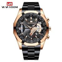 ราคา VAVA VOOM Watches Men Sport Stainless Steel Band Waterproof Casual Military Outdoor Luxury Quartz Watch часы мужские Silver (19747549578)