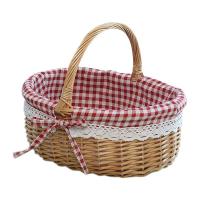 ราคา oplgc Wicker Basket Gift Baskets Empty Oval Willow Woven Picnic Basket with Handle Wedding Basket Small (20721636669)