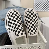 ราคา ANTAS SUPER รองเท้าขี้เกียจ รองเท้าผ้าใบนักเรียน INS tide รองเท้าผ้าใบลายตารางหมากรุกย้อนยุคสีดำและสีขาว (11174393994)