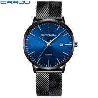 ราคา 2021 CRRJU Men Watch Fashion Luxury Ultra thin часы мужские Stainless Steel Strip Date Wristwatch Sport Waterproof Quartz Clock (14131412944)