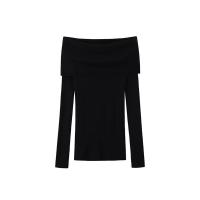 ราคา เสื้อเปิดไหล่เปิดไหล่เสื้อถักผู้หญิงฤดูใบไม้ร่วงฤดูหนาวแขนยาวสีไวน์แดงเปิดไหล่สีดำเสื้อไหมพรมคอปาดเสื้อตัวใน (20496314330)