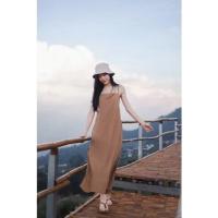 ราคา ชุดเดรสสายเดี่ยว ดีเทลผูกหลัง สีเอิร์ธโทน (20442398148)