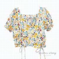 ราคา ? ? ? ? ? ? ? ? ? ? ? ? ? ZSA29 เสื้อคอเหลี่ยม แขนตุ๊กตา เชือกรูดด้านหน้า สามารถปรับความยาวได้ตามต้องการ (20693220559)