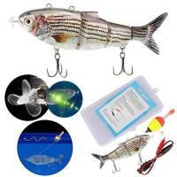 ราคา Robotic Fishing Lure Electric Wobbler For Pike Electronic Multi Jointed Bait 4 Segments Auto Swimming Swimbait USB LED Light 40g (11347201385)