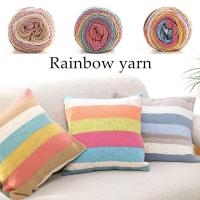 ราคา Bttj0 100กรัมหนาผ้าพันคอหมอนอิงโซฟาสายรุ้งสี DIY เส้นด้ายโครเชต์ถักมือทอ (1951914782)