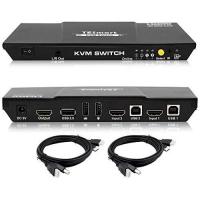ราคา TESmart HDMI 4K 60Hz Ultra HD 2x1 HDMI KVM Switch 3840x2160 60Hz 4 4 4 with 2 Pcs 5ft KVM Cables Supports USB 2 0 Devices Control up to 2 Computers Servers DVR Black (17292027027)