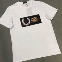 ราคา FRED PERRY เสื้อยืดแขนสั้นคู่ชายและหญิงคอกลมหูข้าวสาลีบริสุทธิ์เสื้อยืดพิมพ์ลายปักหลวมสีทึบขนาดใหญ่ (18044744351)