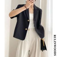 ราคา EGGO Chic เสื้อเบลเซอร์แขนสั้นเกาหลีสำหรับผู้หญิง (16137272300)