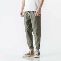 ราคา ZARA สไตล์ ฤดูใบไม้ผลิและฤดูใบไม้ร่วงสไตล์ญี่ปุ่นหลวมๆของผู้ชายเลกกิ้งลำลองสไตล์เกาหลีฮาเร็มสีทึบกางเกงขายาวลำลองแบบบาง (20621184119)
