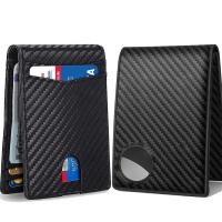 ราคา Rfid Carbon Fiber Leather Men Airtag Wallets Purse Credit Card Holder for Air Tag Purse Black Luxury Minimalist Wallet for Men (20122588865)