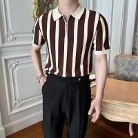 ราคา 2082 เสื้อโปโลแขนสั้น ลายทาง แต่งซิป แฟชั่นฤดูร้อน สไตล์นักธุรกิจ สําหรับผู้ชาย ไซซ์ M 3xl (19864470889)