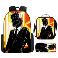 ราคา 1 3ชิ้น Skibidi ห้องน้ำกระเป๋าเป้สะพายหลังกระเป๋าสะพายสำหรับเด็กไททันทีวีผู้ชายกระเป๋าดินสอกล้องผู้ชายกระเป๋าเป้สะพายหลังสำหรับโรงเรียนอนุบาลหลัก (20662528868)