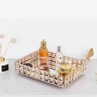 ราคา ถาดคริสตัลหรูหราแสง ถาดแก้วโลหะ ถาดน้ำชาสำหรับงานแต่งงาน แผ่นกระจกเครื่องสำอางค์ จัดเรียงกล่องเครื่องประดับ (20729921829)