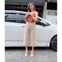 ราคา กางเกงขา5ส่วนทรงขาบานผ้าลินินเอวสูงขอบยื่นเก็บทรงสวย (19467637573)