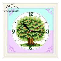 ราคา CrossDecor นาฬิกาชุดปักครอสติชชุดรูปแบบและชุด DMC เส้นด้ายสีสำหรับหัตถกรรมรูปแบบประทับในผืนผ้าใบ DIY หัตถกรรมห้องตกแต่งบ้านจอแสดงผลศาลาหวังต้นไม้ผลไม้ (14466480829)