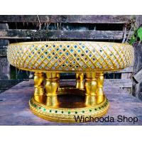 ราคา พานโตกปิดทองคำเปลว ลายตาราง ขนาด16นิ้ว (4969248109)