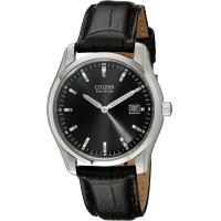 ราคา Citizen Eco Drive Corso Quartz Mens Watch Stainless Steel with Leather strap Classic Black Model AU1040 08E (18996197231)