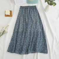ราคา Chiffon Skirt Elastic High Waist Casual Midi Skirt For Beach Summer Skirts Womens Vintage Floral Printed (19225202602)