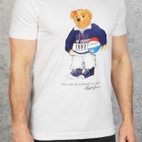 ราคา Trendy Mens Sports Series Red Sweater Basketball Polo Little Bear Pure Cotton T shirt (19769750337)