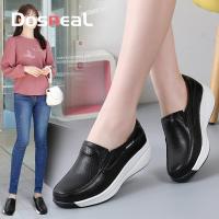 ราคา DOSREAL Women Wedges Loafers On Sale Korean Style Leather Slip On Shoes Flats Platfrom For Women Rubber Wedge Sneakers Ladies Walking Shoes Comfy Thick Bottom (16488705195)