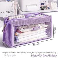 ราคา กระเป๋ากระเป๋าดินสอกล่องดินสอแบบใสสีเขียวอะโวคาโดสีม่วง6ชั้นเก็บของสำหรับโรงเรียนเครื่องเขียน (18899097561)