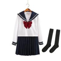 ราคา ชุดกะลาสี AT JK เด็กนักเรียนญี่ปุ่นชุดนักเรียนถุงเท้ากระโปรงมีจีบเครื่องแต่งกายอะนิเมะคอสเพลย์ JK สีกรมท่า (18456757732)