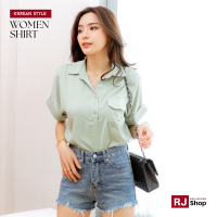 ราคา เสื้อเชิ้ตผู้หญิงแขนสั้น แต่งกระเป๋าเดี่ยว เนื้อผ้า Korean Silk GZ 127 (20279471696)