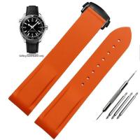 ราคา 20mm 22mm Curved End Rubber Silicone Watch Bands For Omega Seamaster 300 Speedmaster Strap Brand Watchband Blue Black Orange (15205101647)
