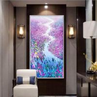 ราคา ภาพวาดภาพสีน้ำมันด้วยมือภาพวาดทิวทัศน์นามธรรมดอกไม้สีม่วงทันสมัยของขวัญคริสต์มาสไม่มีกรอบการตกแต่งที่บ้าน (20343461977)