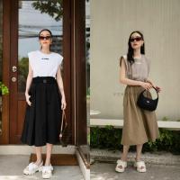 ราคา พร้อมส่ง เดรสแขนกุดกระโปรงทรงระบาย เดรสคาร์โก้ งานป้ายvshop (19875322813)