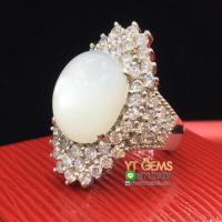 ราคา แหวนมุกดาหาร มูนสโตน แหวนเงินแท้ ชุบทองคำขาว พลอยมุกดาหารแท้ YTG 7853 (17457181869)