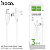 ราคา สายชาร์จไอโฟน Hoco X77 3in1 USB C to Lightning USB C Micro USB Charging Cable (20482738595)