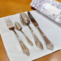 ราคา D New Delicate 4PCS Set Tableware 304 Stainless Steel Spoon Fork Never Fade Cutlery New Design (10371858996)