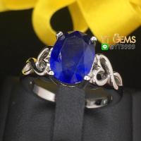 ราคา แหวนไพลิน แหวนเงินแท้ ชุบทองคำขาว พลอยไพลินแท้ YTG 3173 (17422698085)